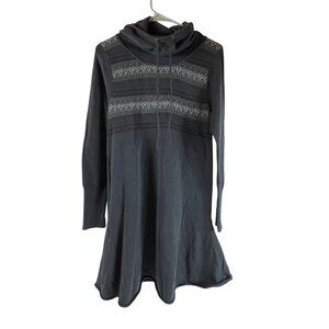 Prana Coco Sweater Dress Womens Small Nordic Fair Isle Hooded Gray